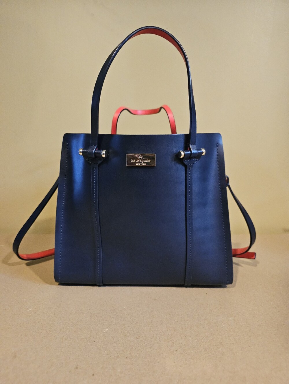 Kate Spade Arbour Hill Elodie Navy Blue Fuchsia Pink Leather Crossbody Bag Purse